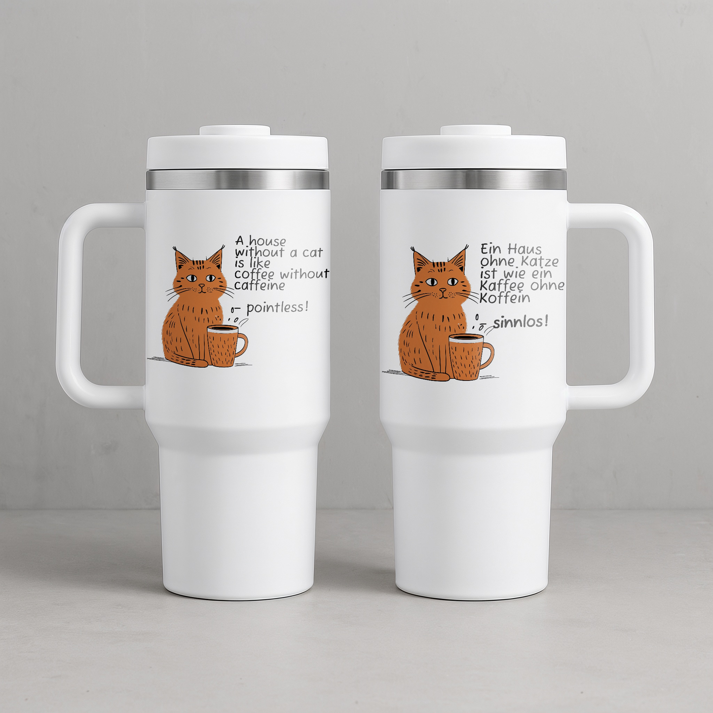 A house without a cat is pointless - Thermobecher