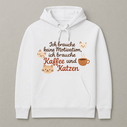 Premium Hoodie - Ich brauche keine Motivation, ich brauche Kaffee und Katzen